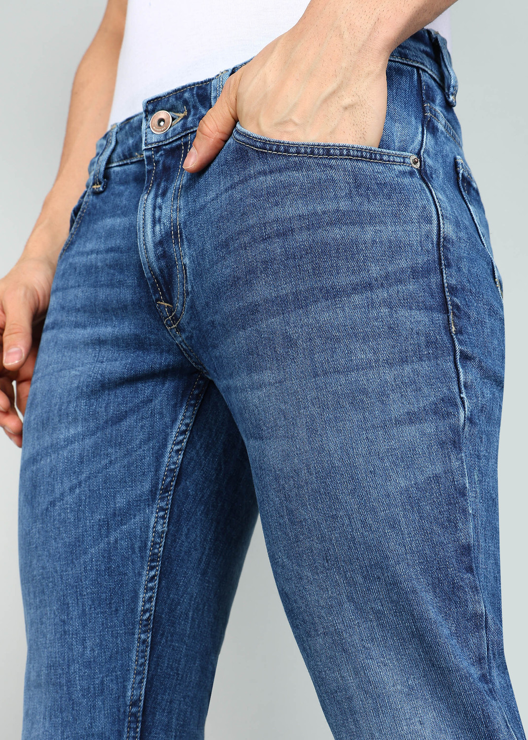 Image of Spykar Regular Men Blue Jeans