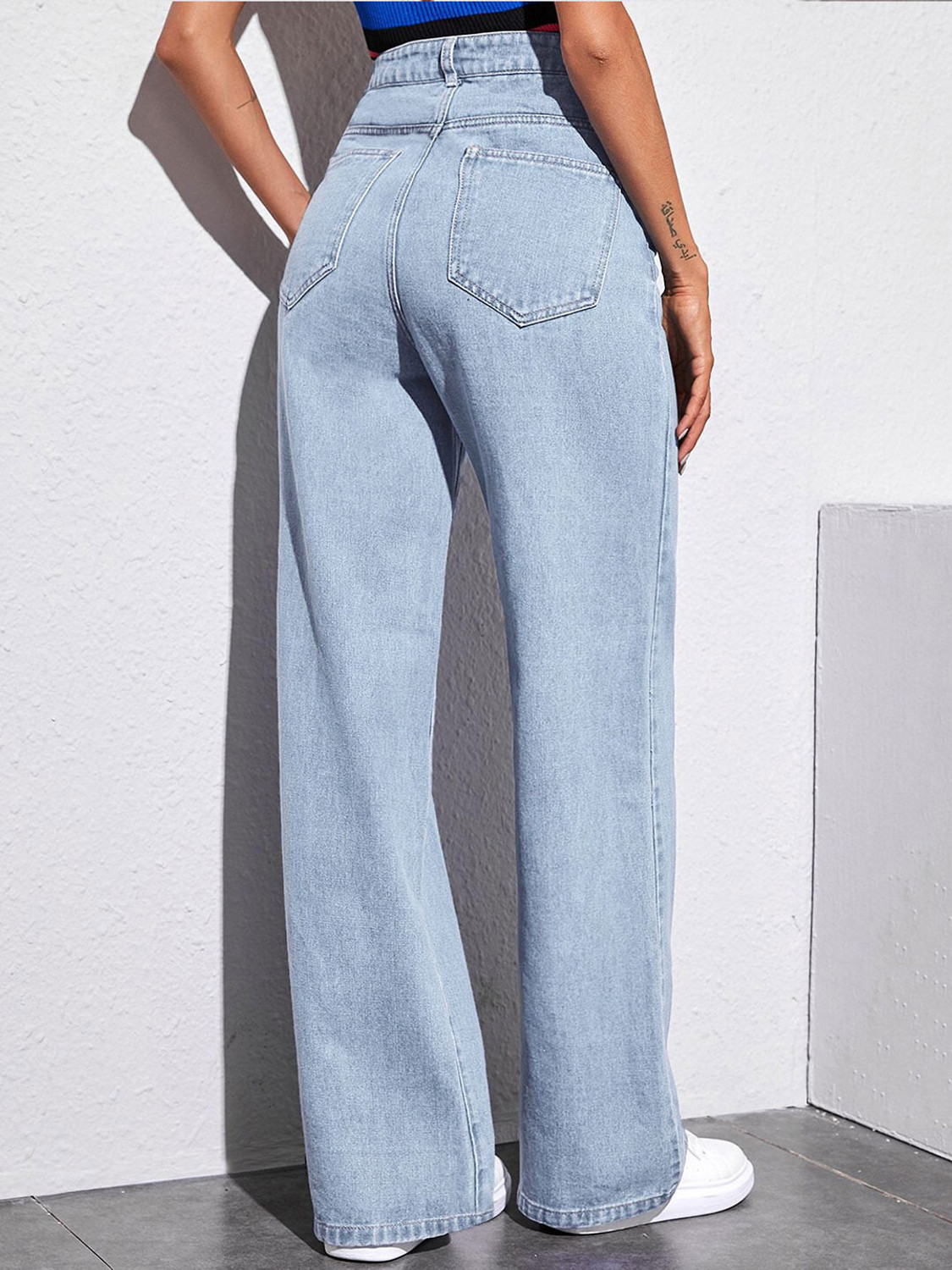 Image of KOTTY Women Flared High Rise Blue Jeans