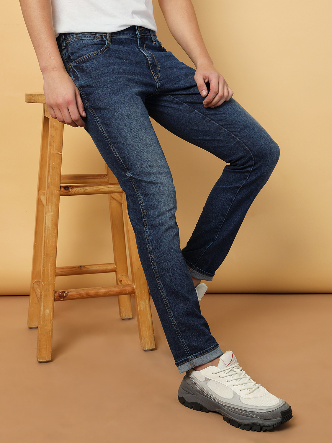 Image of Wrangler Slim Men Dark Blue Jeans