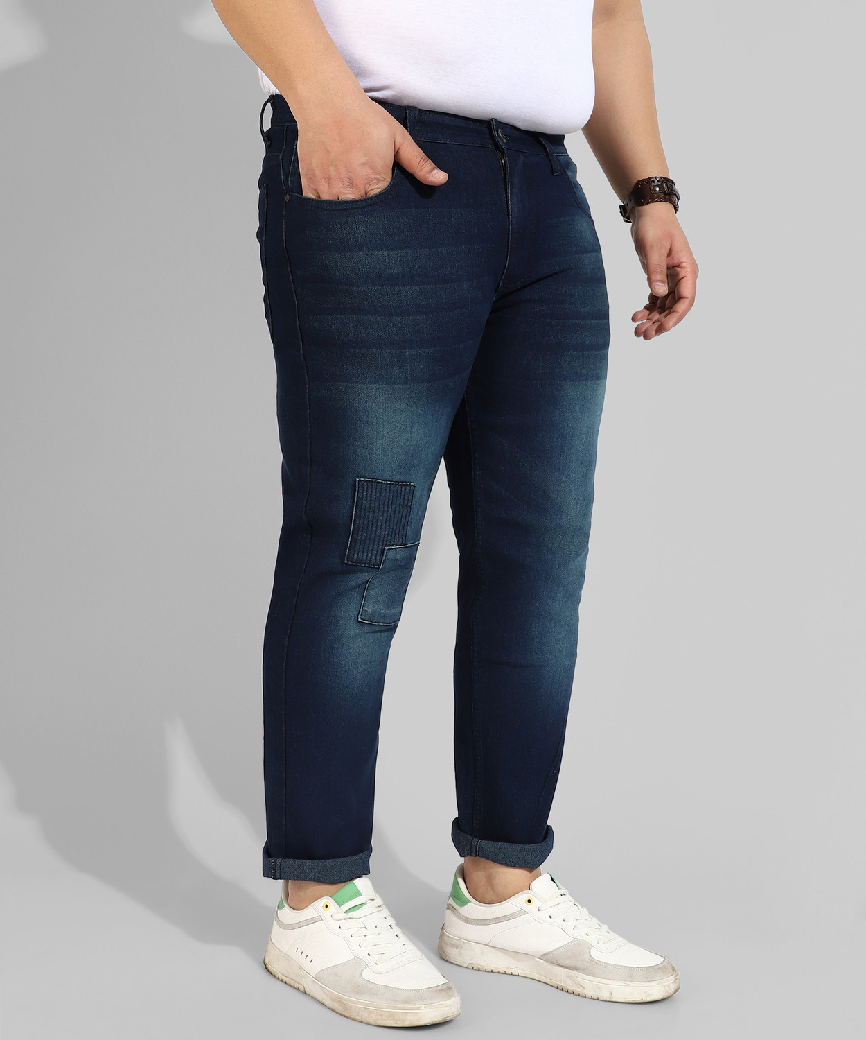 Image of Instafab Plus Regular Men Blue Jeans