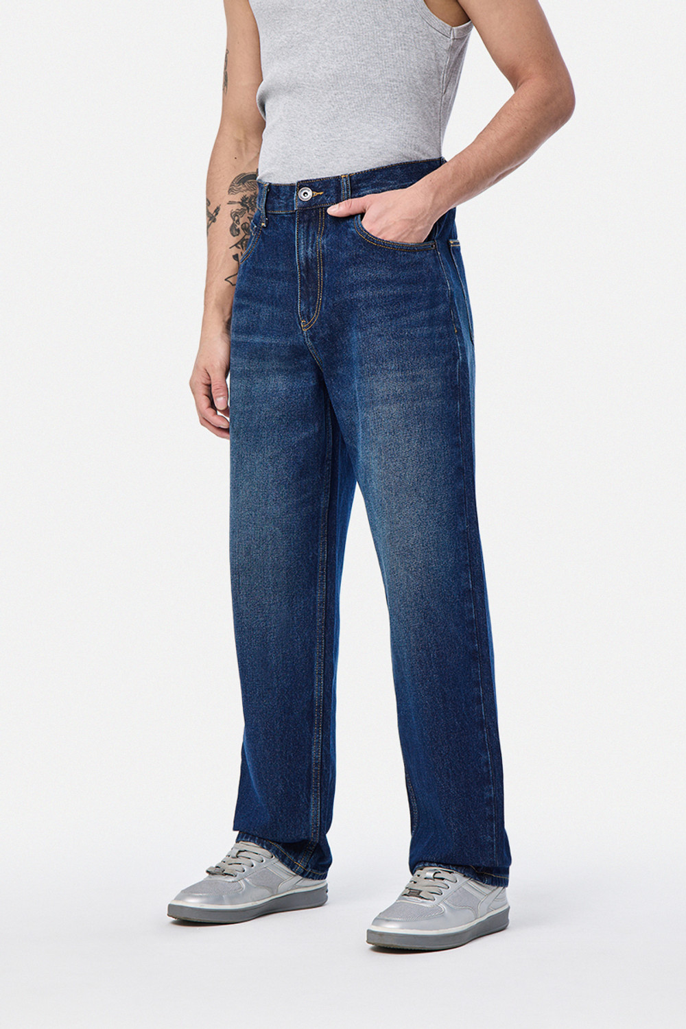 Image of Snitch Baggy Fit Men Blue Jeans