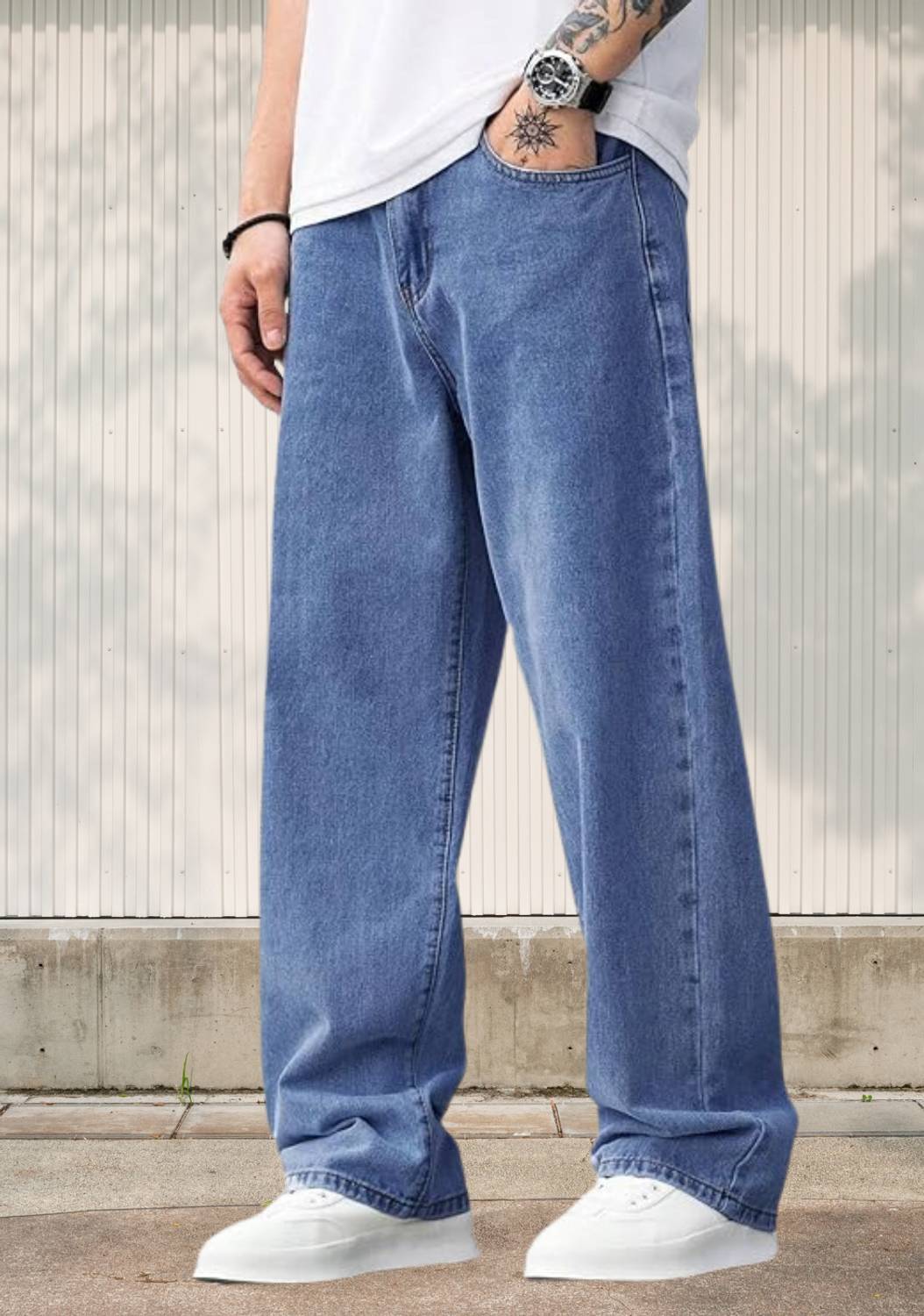 LEVORCE Loose Fit Men Light Blue Jeans