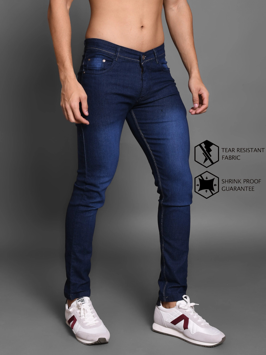 Image of Lzard Slim Men Dark Blue Jeans