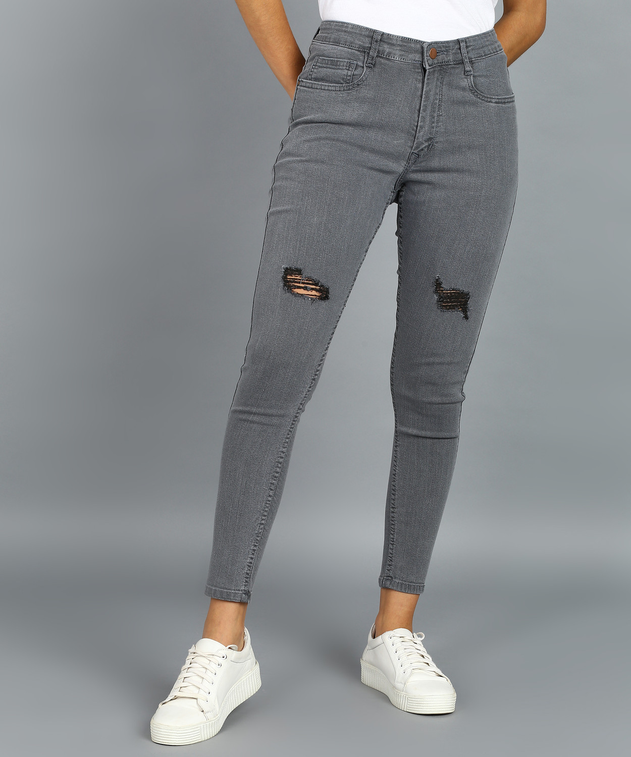 Image of Urbano Fashion Skinny Women Grey Jeans