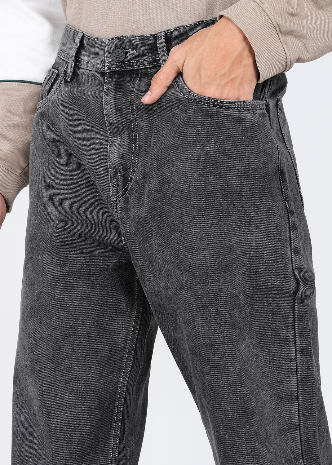 Image of BEING HUMAN Loose Fit Men Grey Jeans