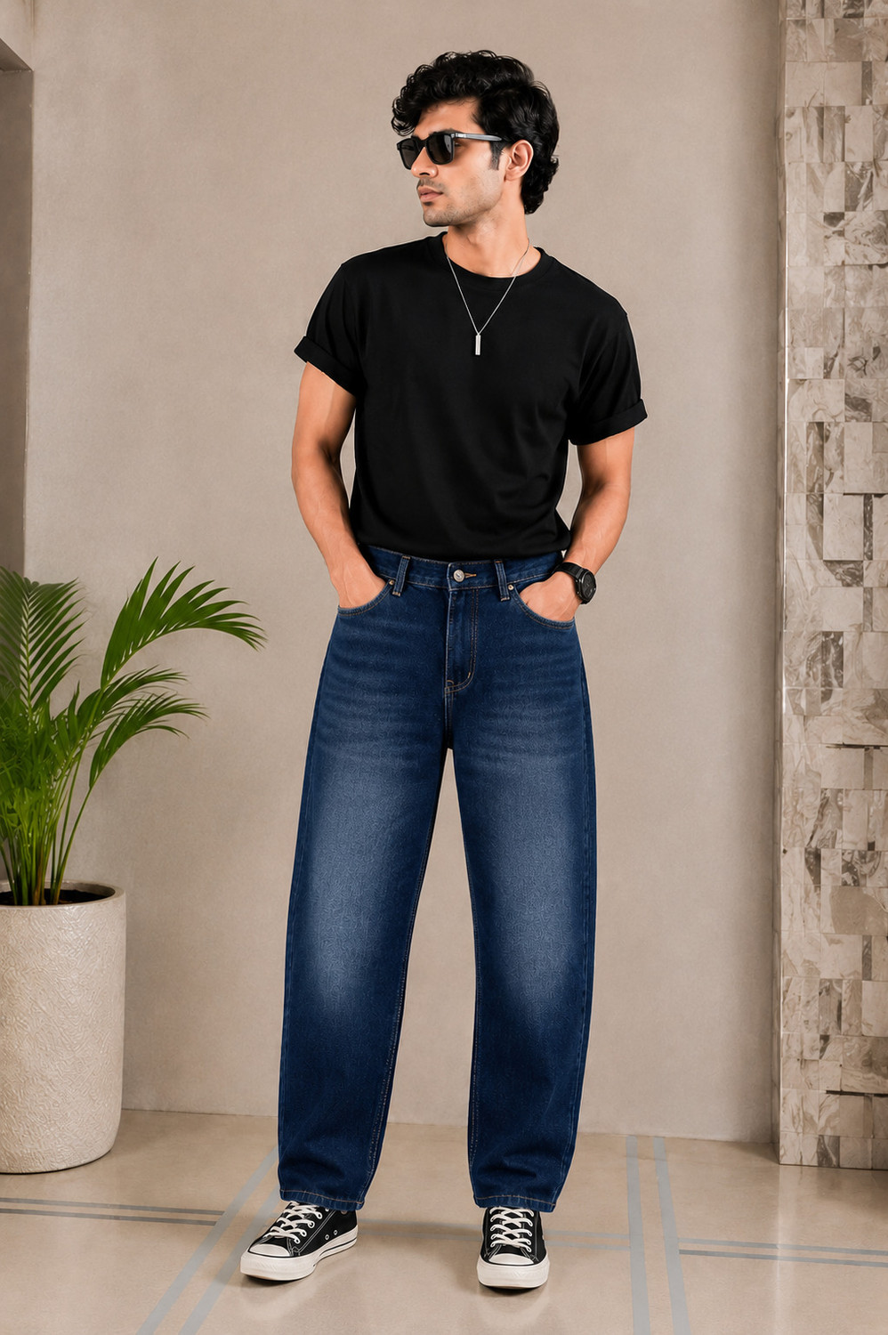 Image of PODGE Mom Fit Men Dark Blue Jeans