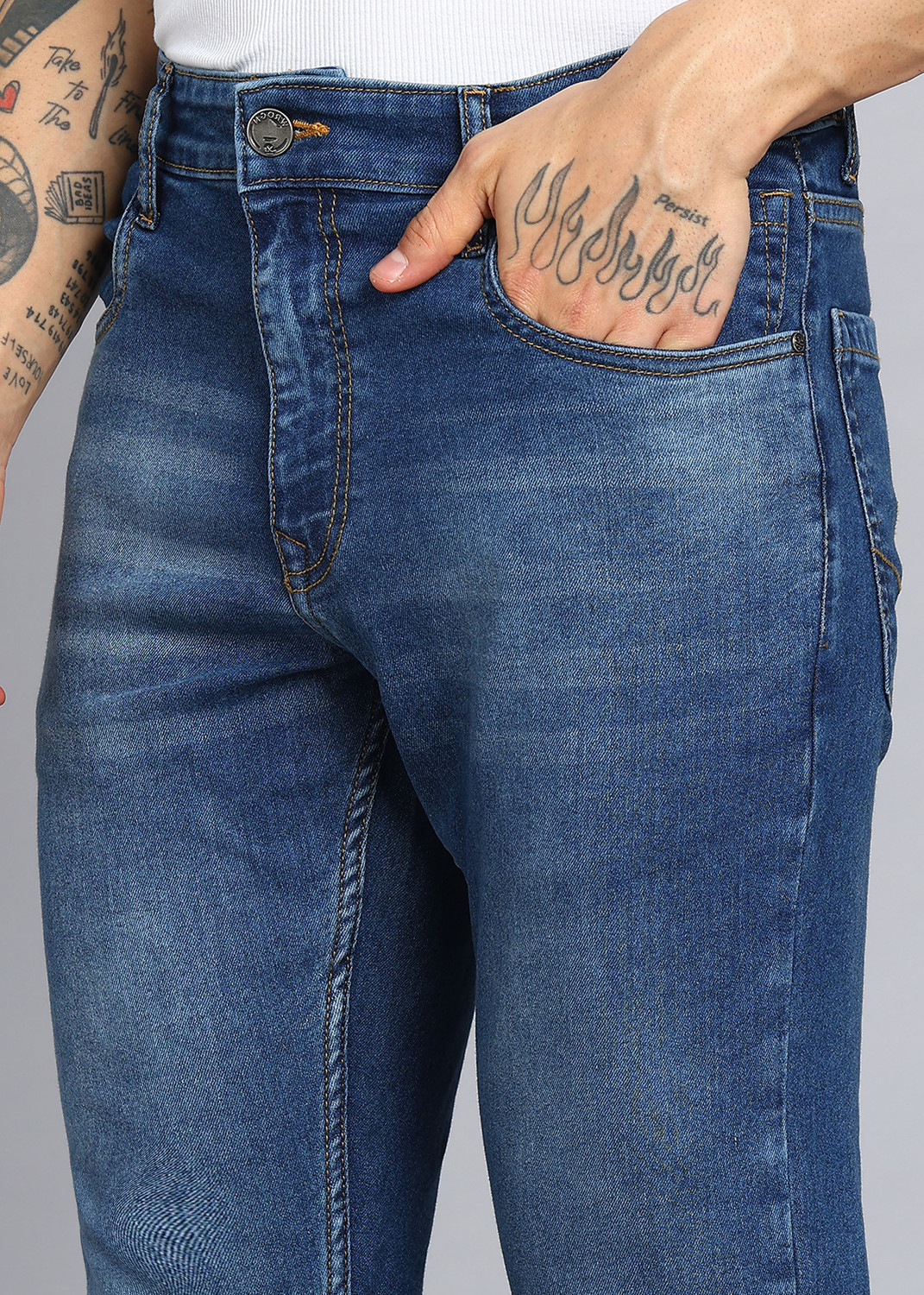 Image of WROGN Slim Men Dark Blue Jeans