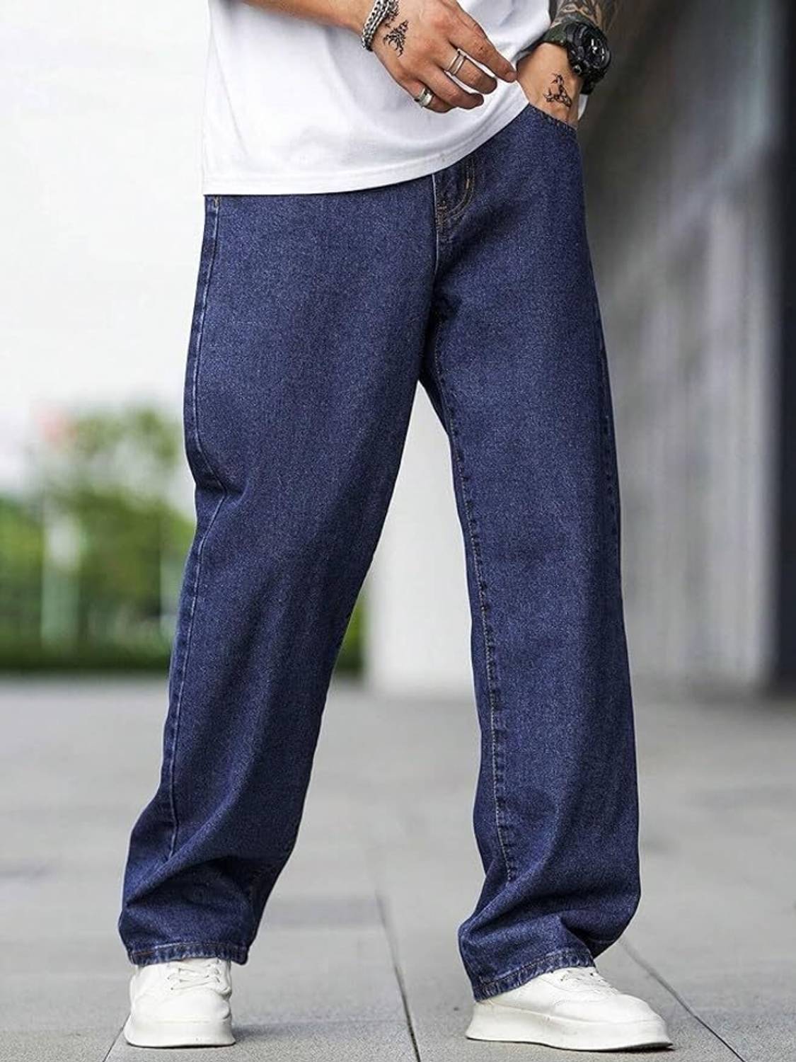 AzureAttire Loose Fit Men Blue Jeans