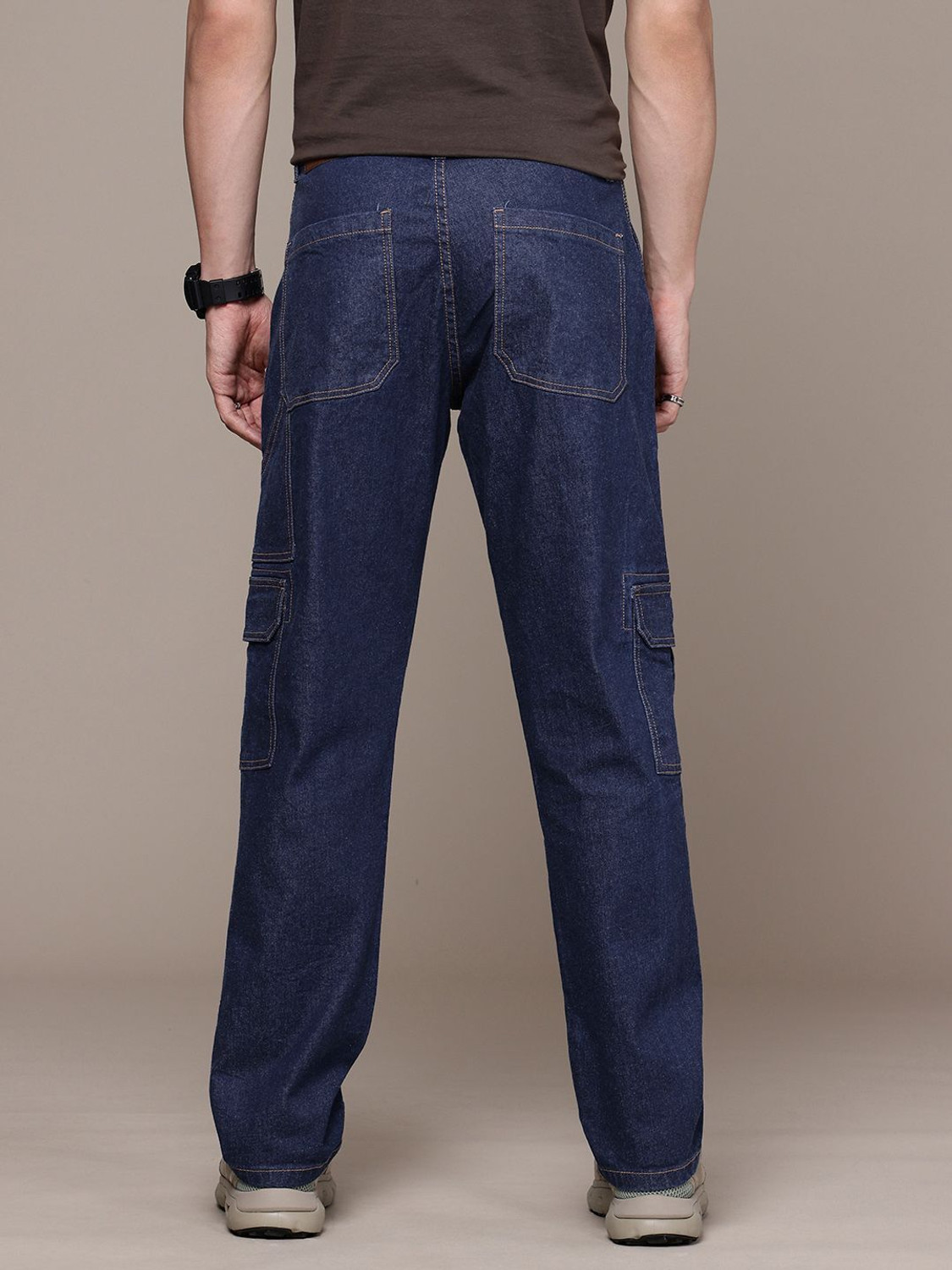 Image of WROGN Relaxed Fit Men Blue Jeans