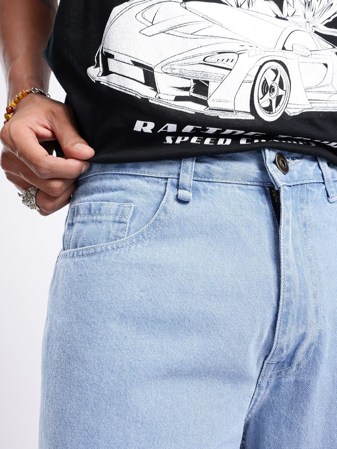 Image of Glitchez Loose Fit Men Blue Jeans