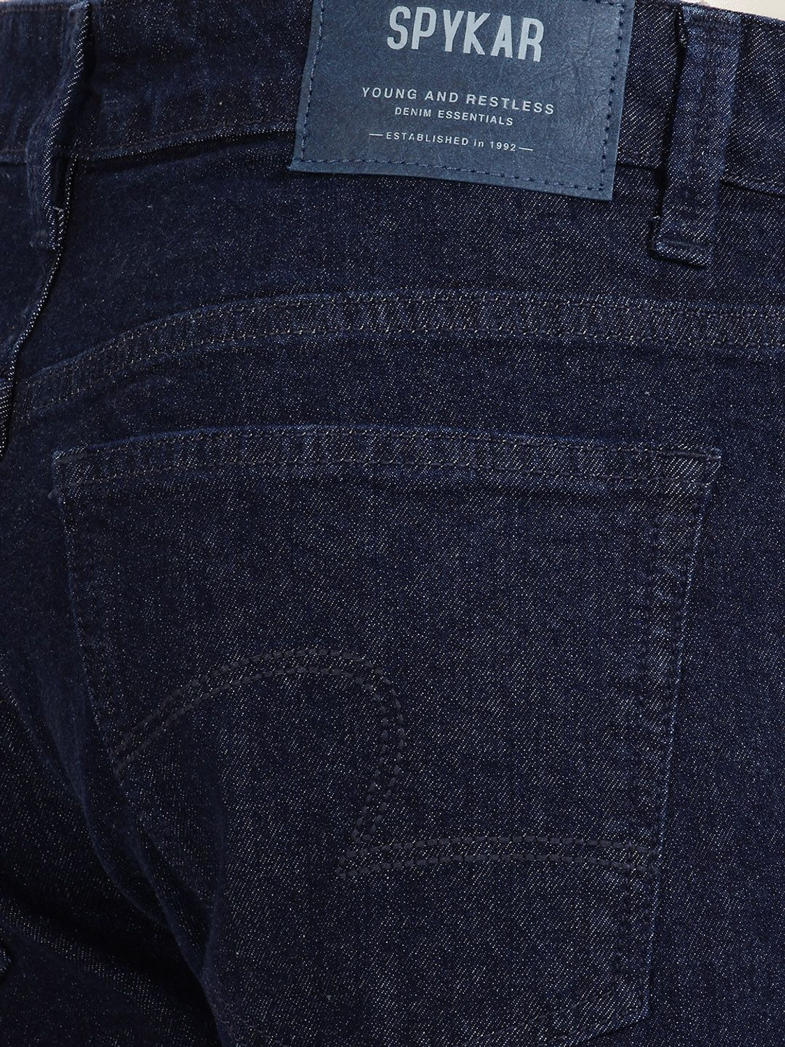 Image of Spykar Men Boot-Leg Mid Rise Dark Blue Jeans
