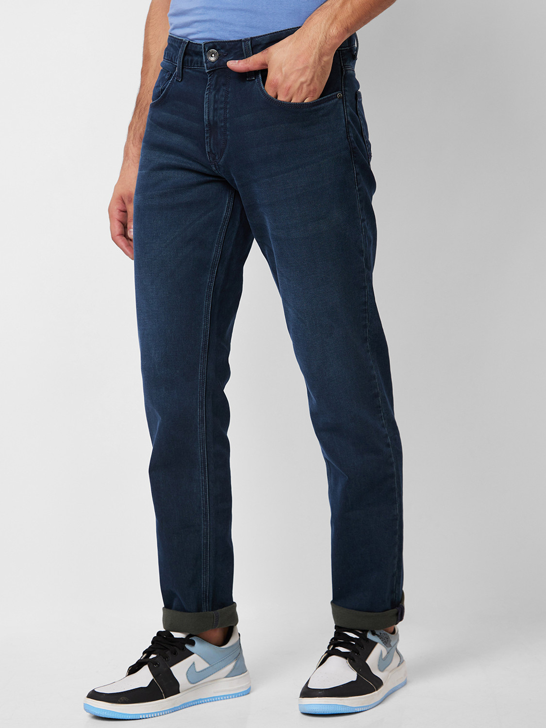 Image of Spykar Regular Men Dark Blue Jeans