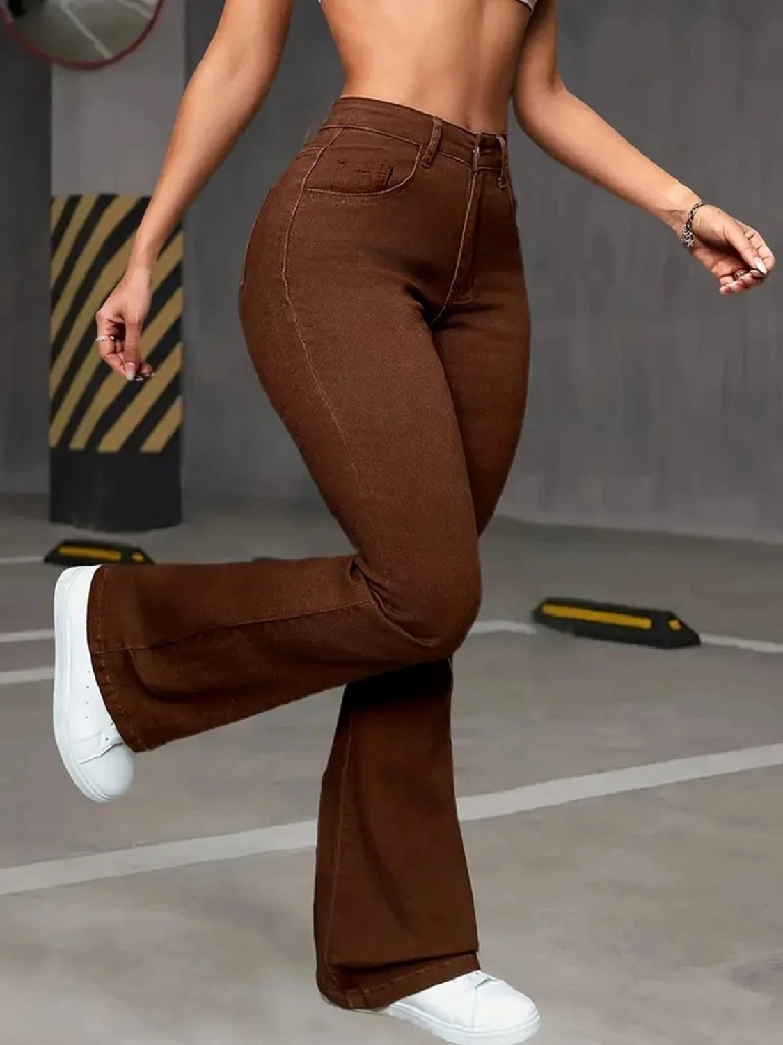 Image of GLOBENAUT Flared Women Brown Jeans