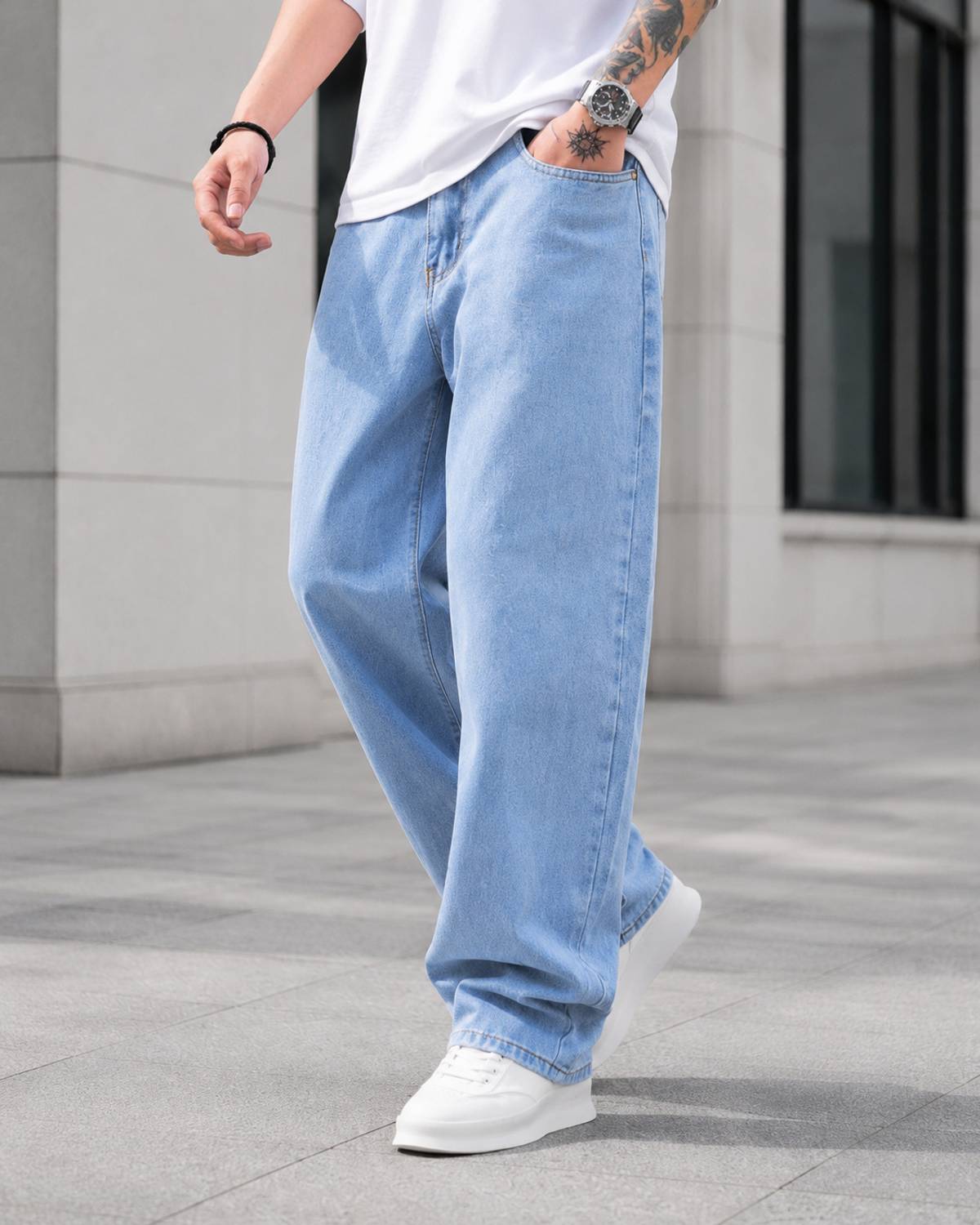 GARTEEN Loose Fit Men Light Blue Jeans - Image 2