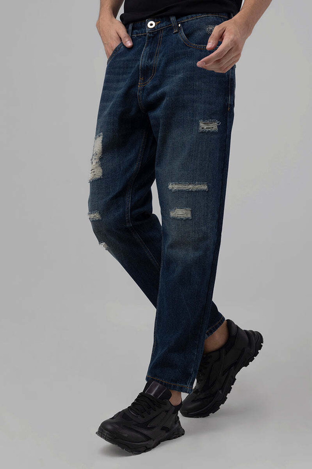 Image of Snitch Relaxed Fit Men Dark Blue Jeans