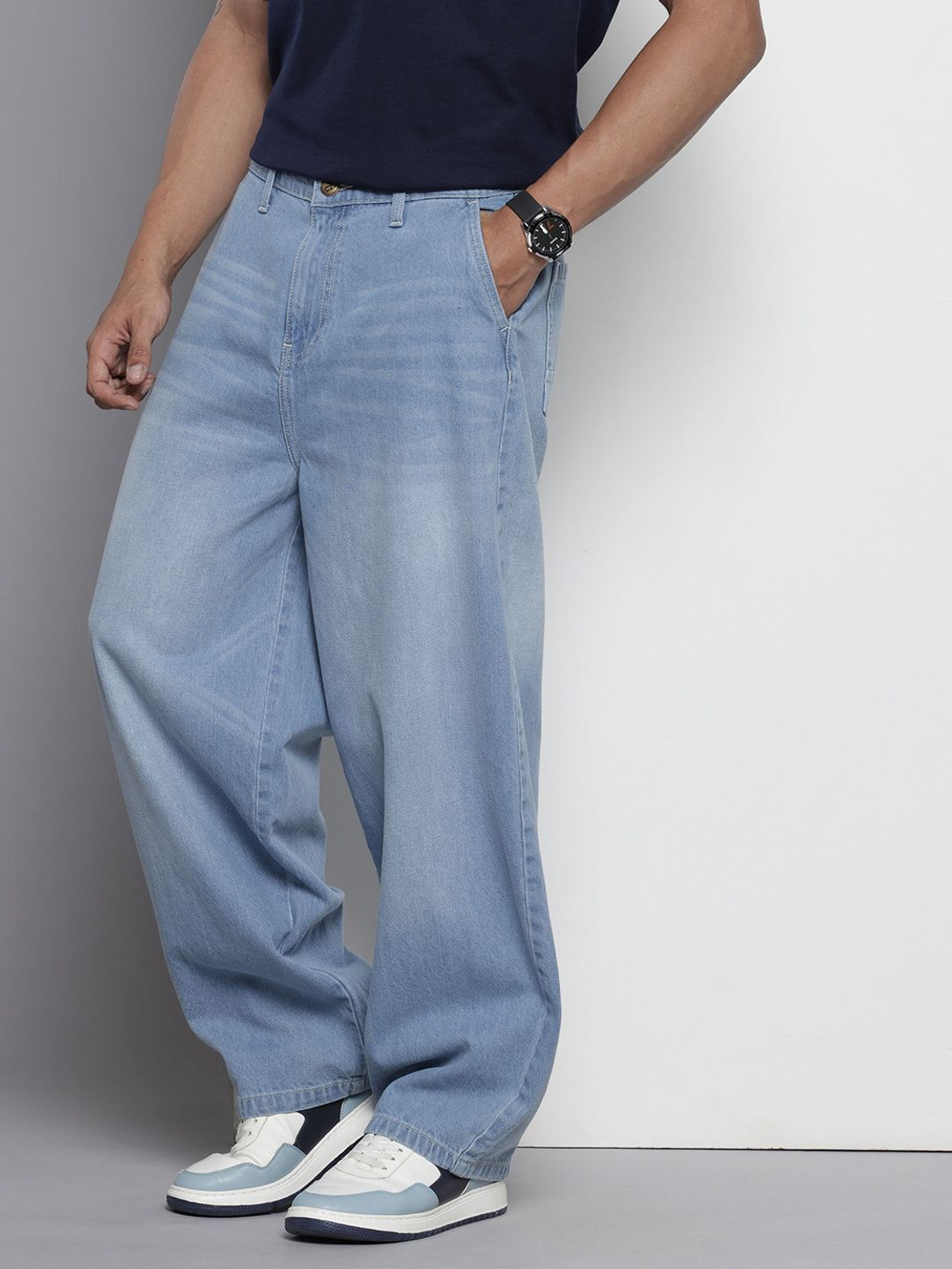 Image of The Indian Garage Co. Loose Fit Men Blue Jeans