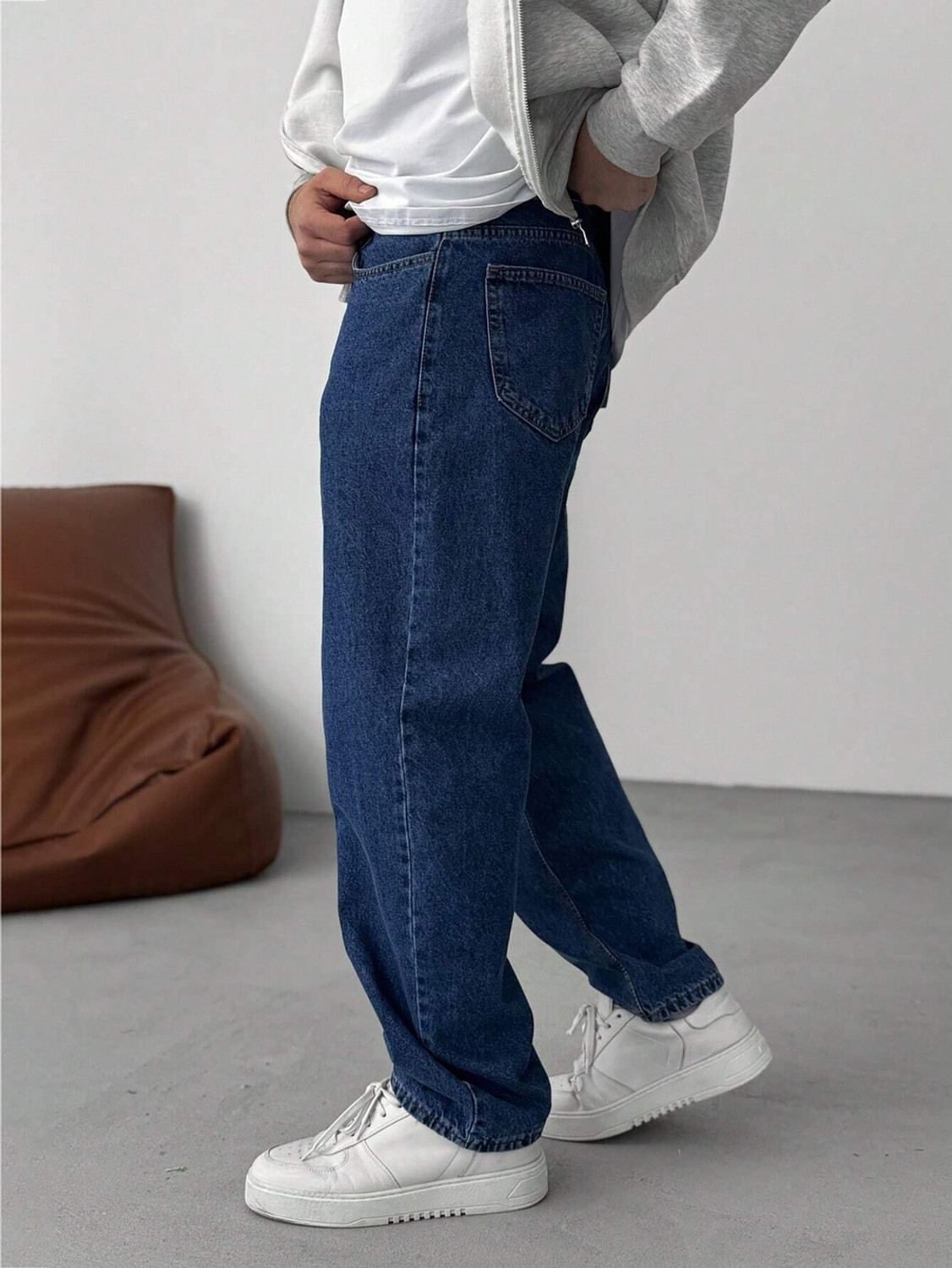 Image of HouseOfCommon Straight Fit Men Dark Blue Jeans