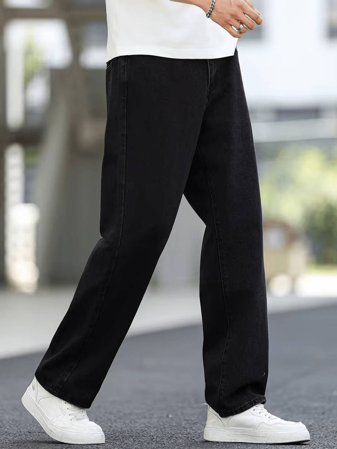 BOLD & BARE Black Straight Fit Men Jeans - Image 5