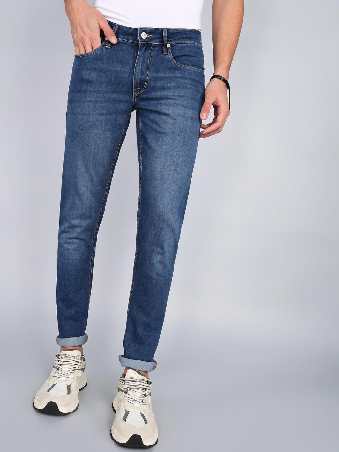 Image of FLYING MACHINE Super Skinny Men Blue Jeans