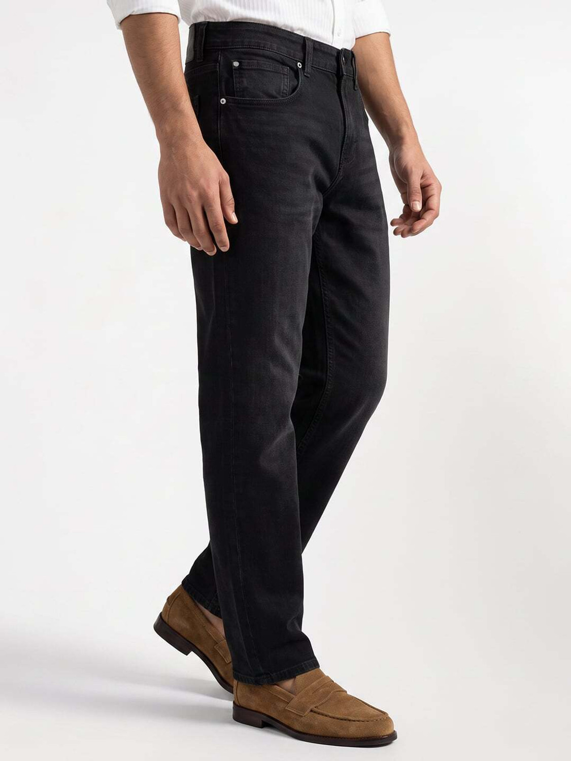 Image of Spykar Straight Fit Men Black Jeans
