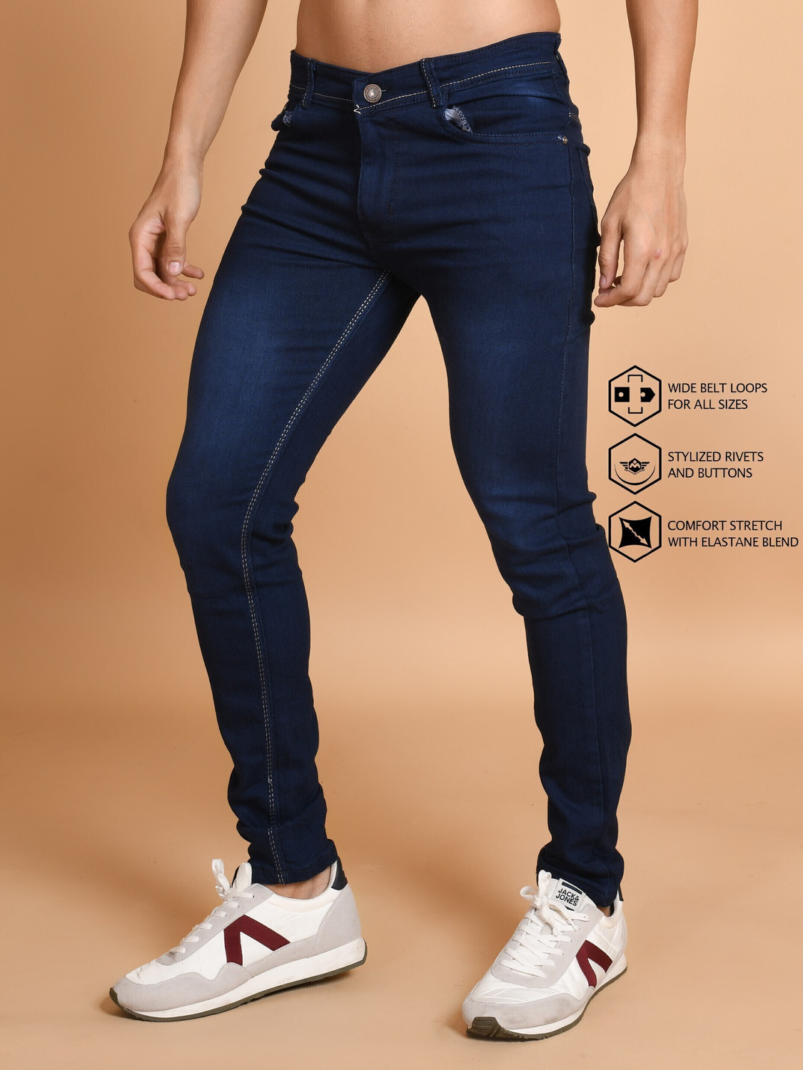 Image of Lzard Slim Men Dark Blue Jeans