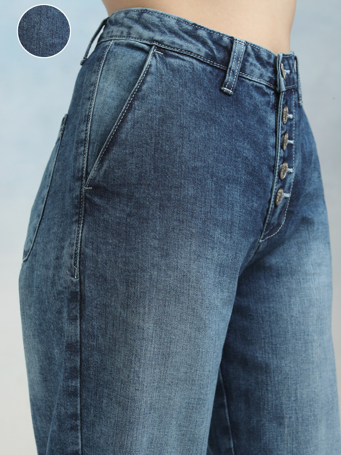 Image of Tokyo Talkies Flared Women Blue Jeans