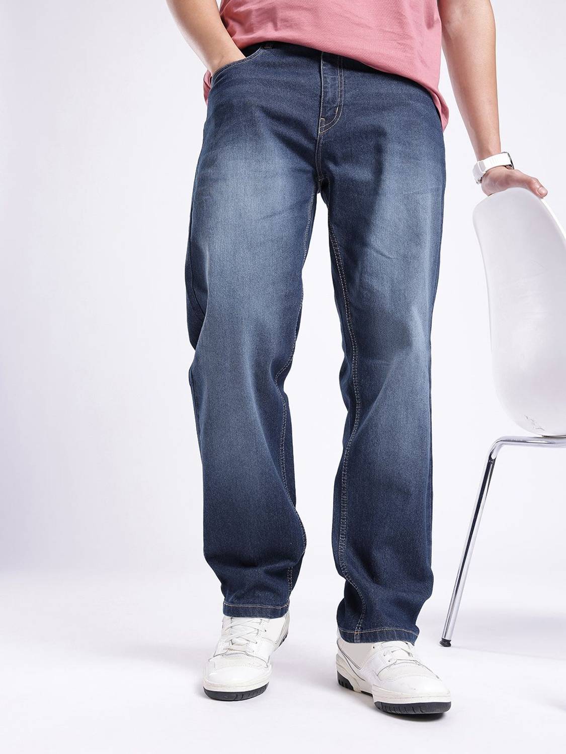 Glitchez Relaxed Fit Men Blue Jeans - Image 1