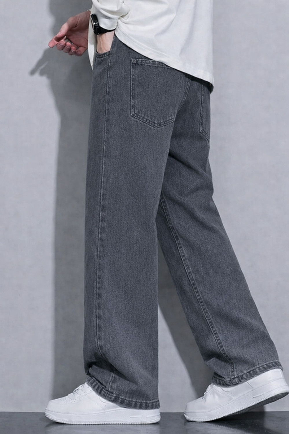 Image of WAZWEAR Straight Fit Men Grey Jeans