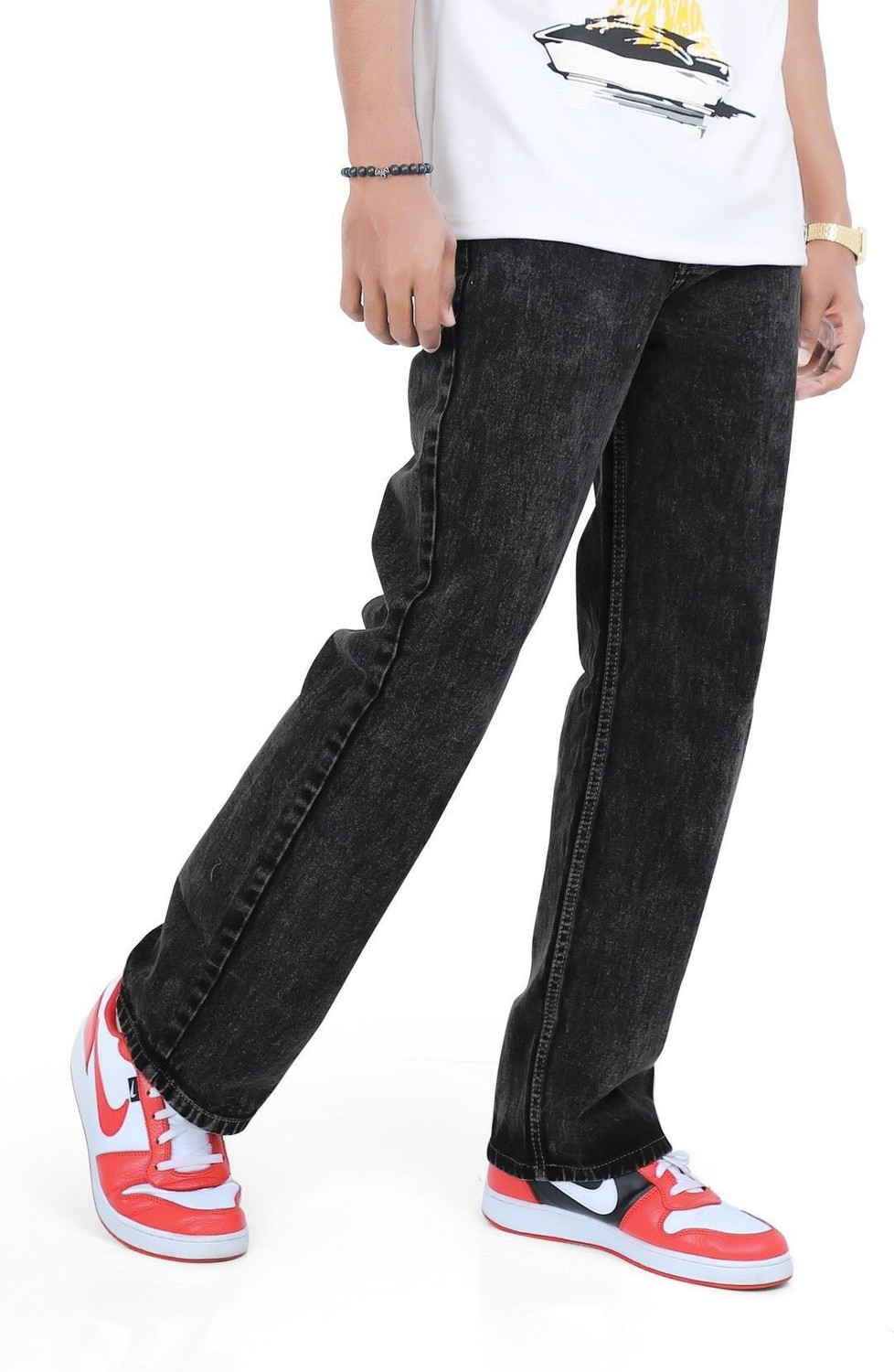 Image of LOOKONCE Straight Fit Men Grey Jeans