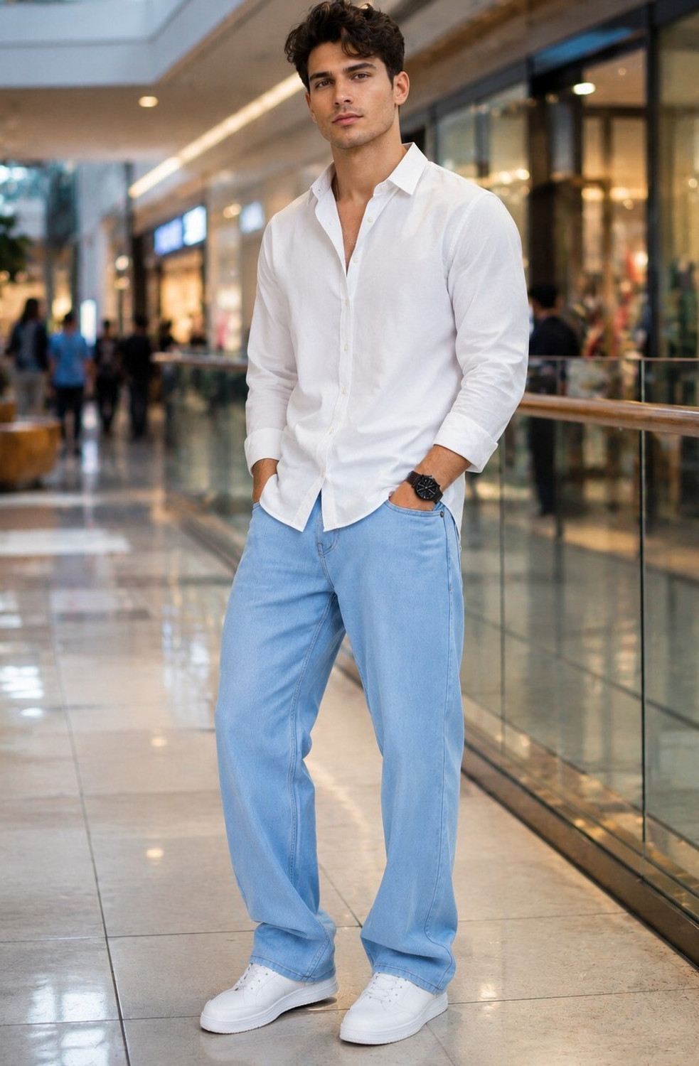 Image of DENIM LOOK Loose Fit Men Light Blue Jeans