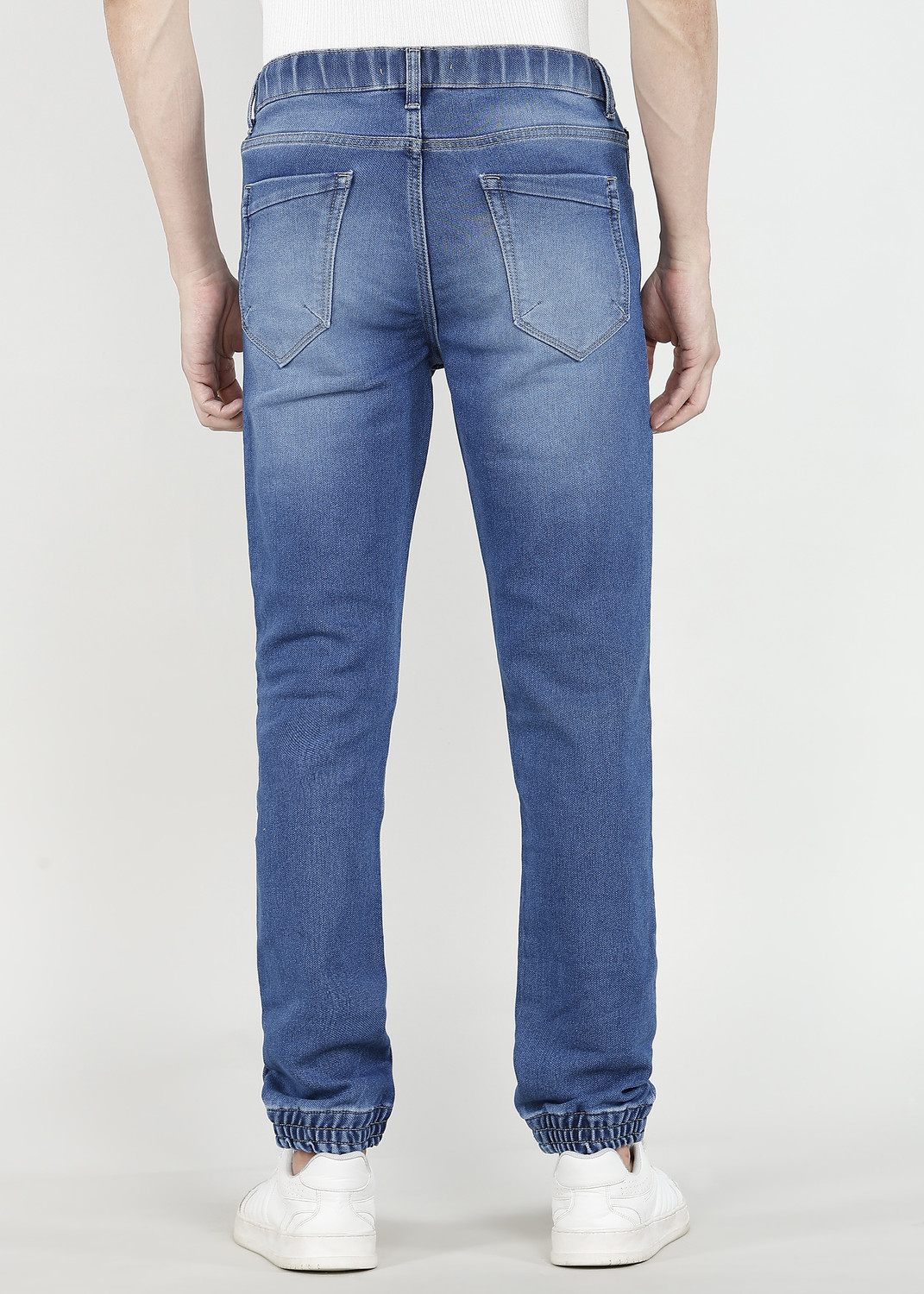 Image of Spykar Men Jogger Fit Mid Rise Blue Jeans
