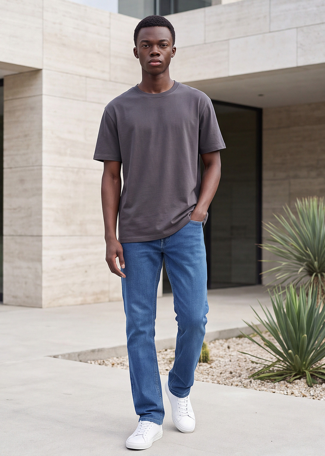 Image of INTEGRITI Men Straight Fit Mid Rise Light Blue Jeans