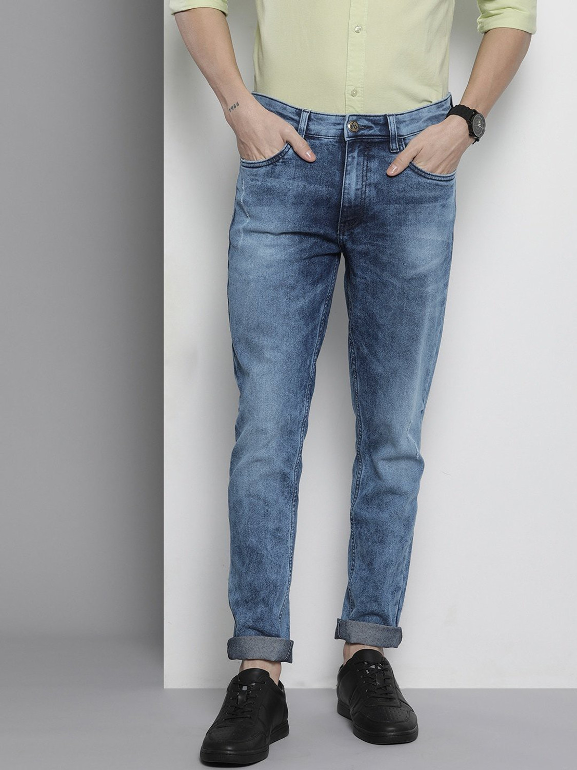 Image of The Indian Garage Co. Regular Men Blue Jeans