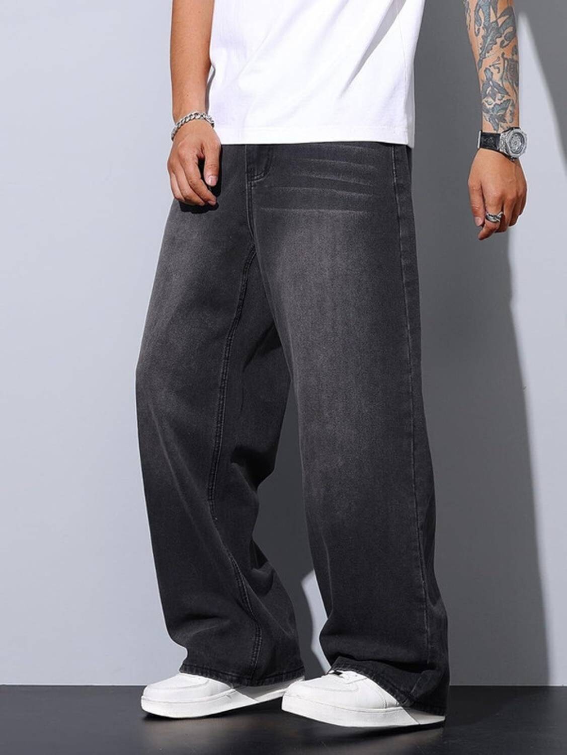 Tweezers Men Black Wide Leg Jeans - Image 2