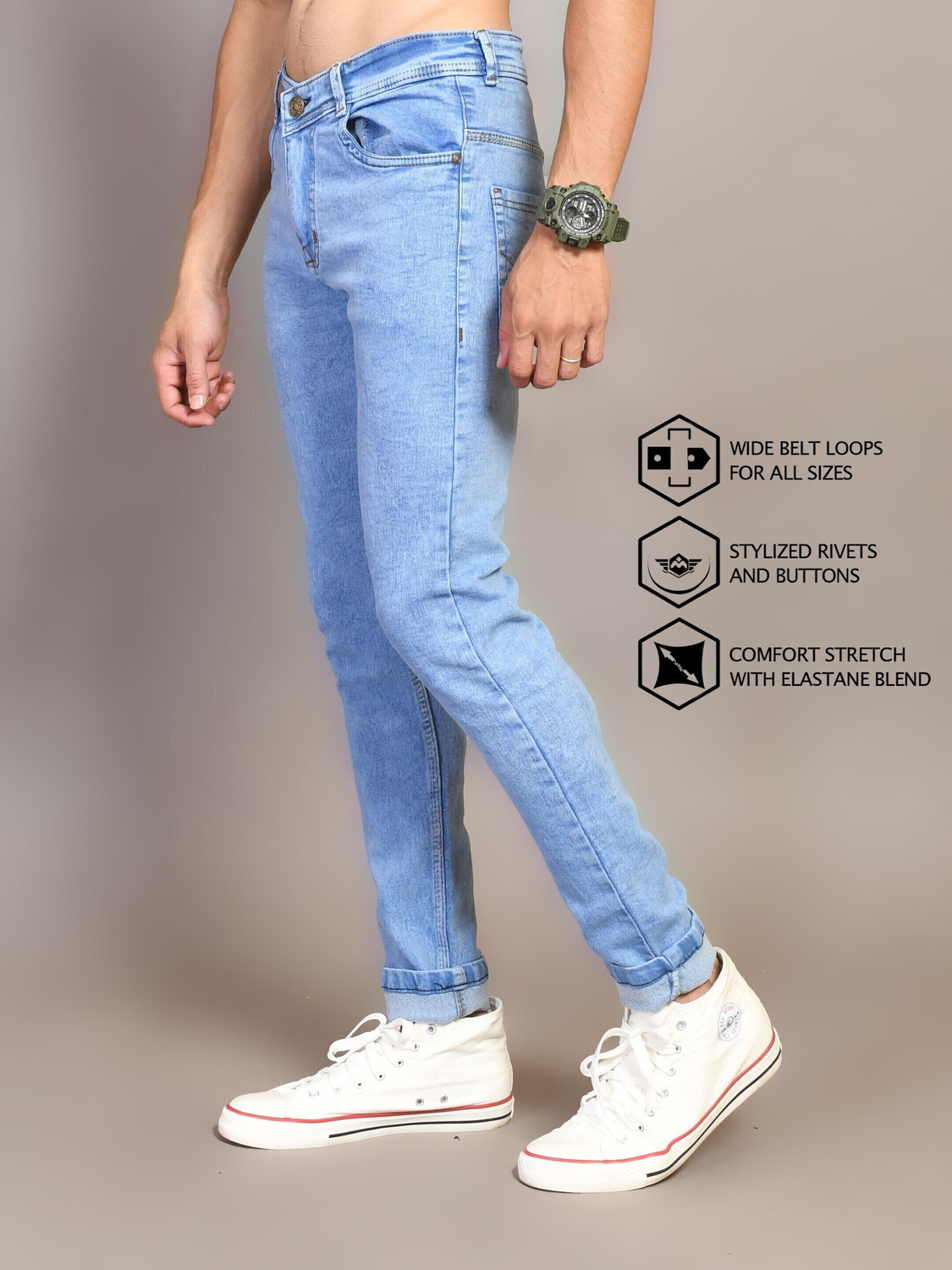 Image of Lzard Slim Men Light Blue Jeans