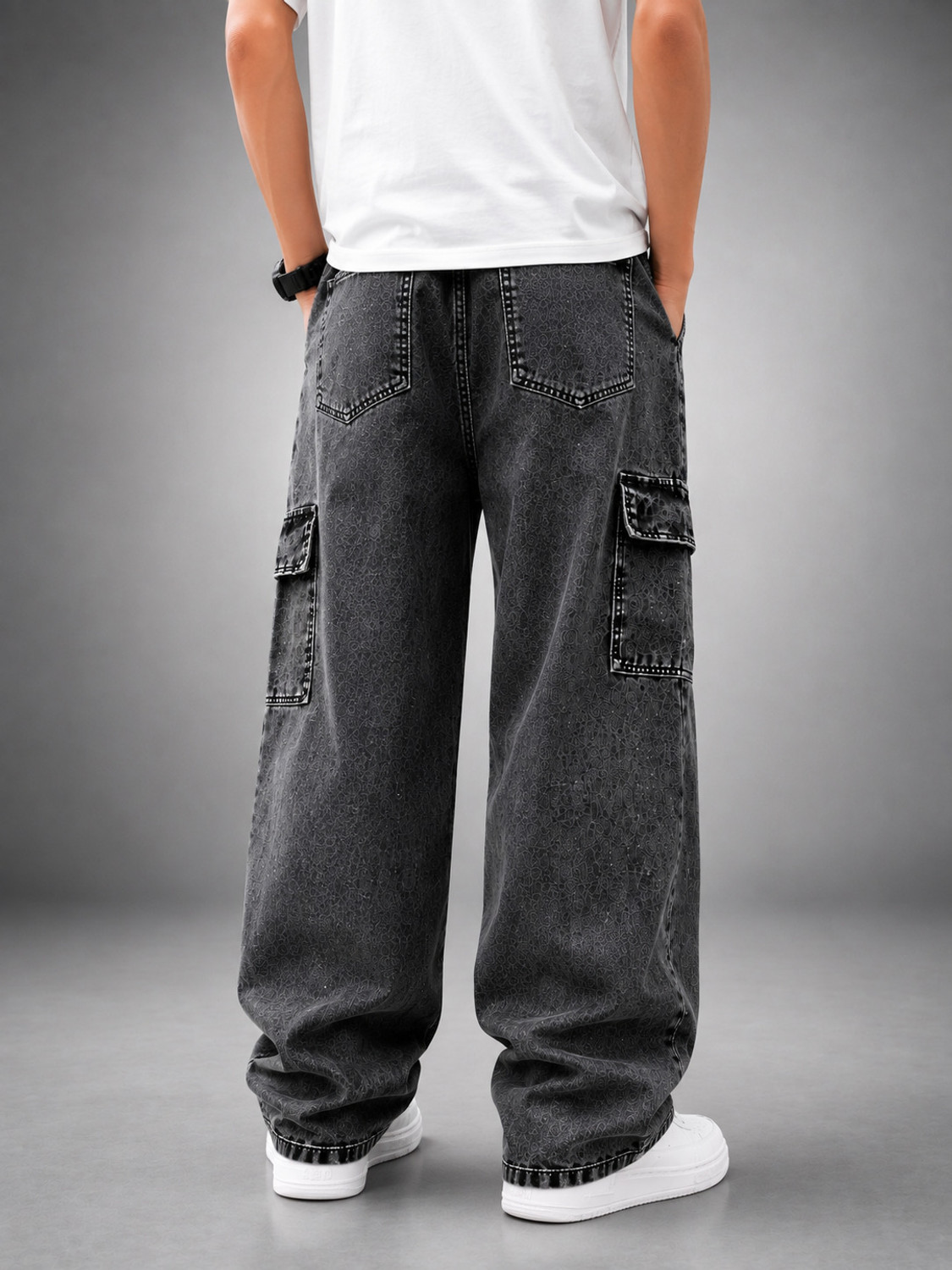 Image of WOMANLACE Boys & Girls Loose Fit Mid Rise Grey Jeans