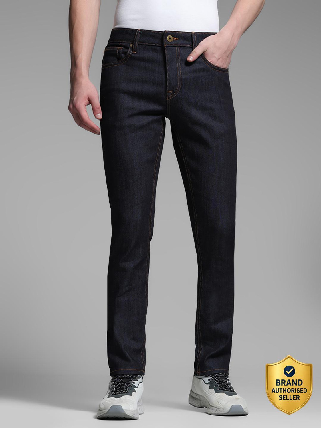 Image of JACK & JONES Slim Men Dark Blue Jeans