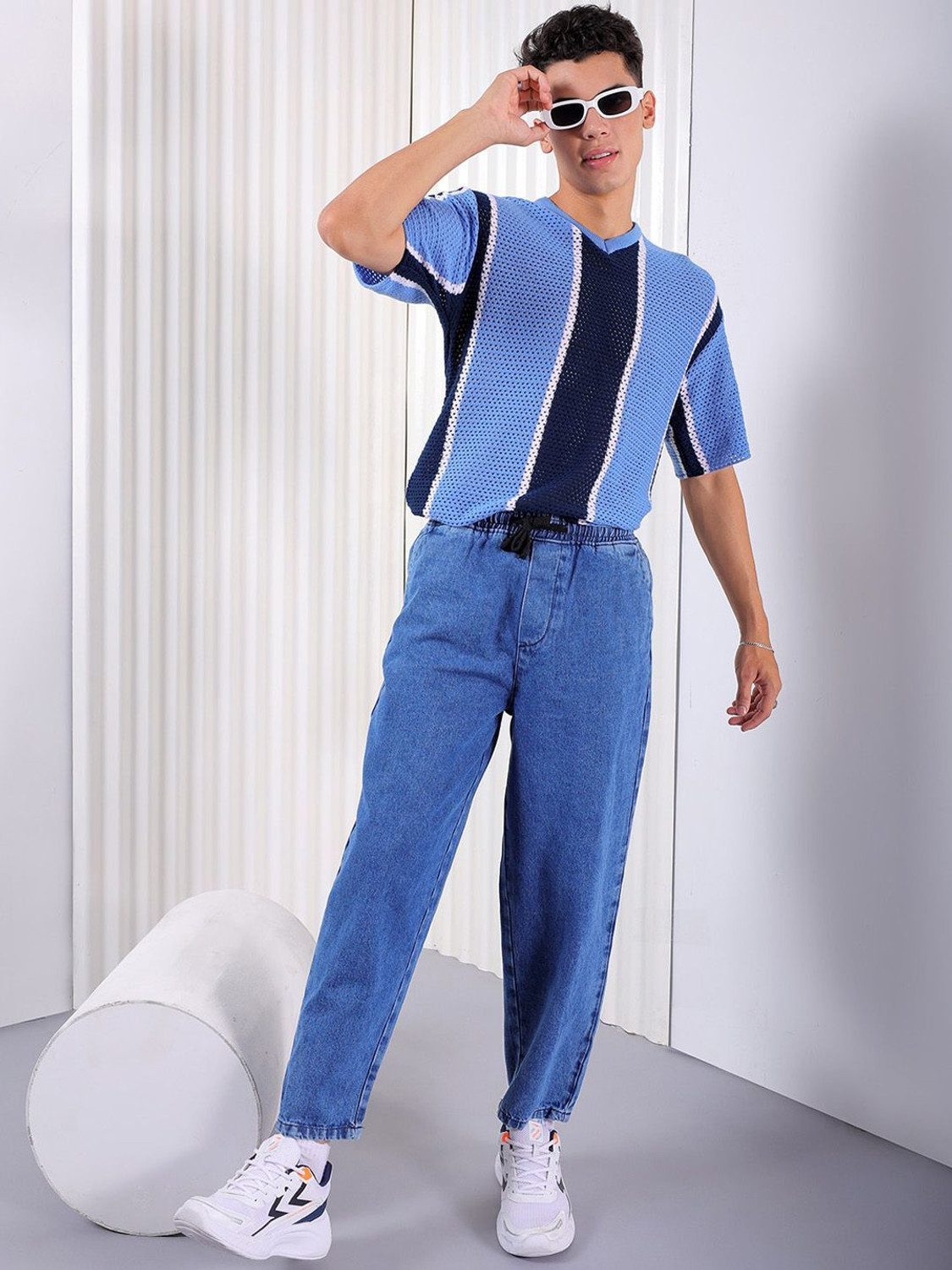 Image of The Indian Garage Co. Loose Fit Men Blue Jeans