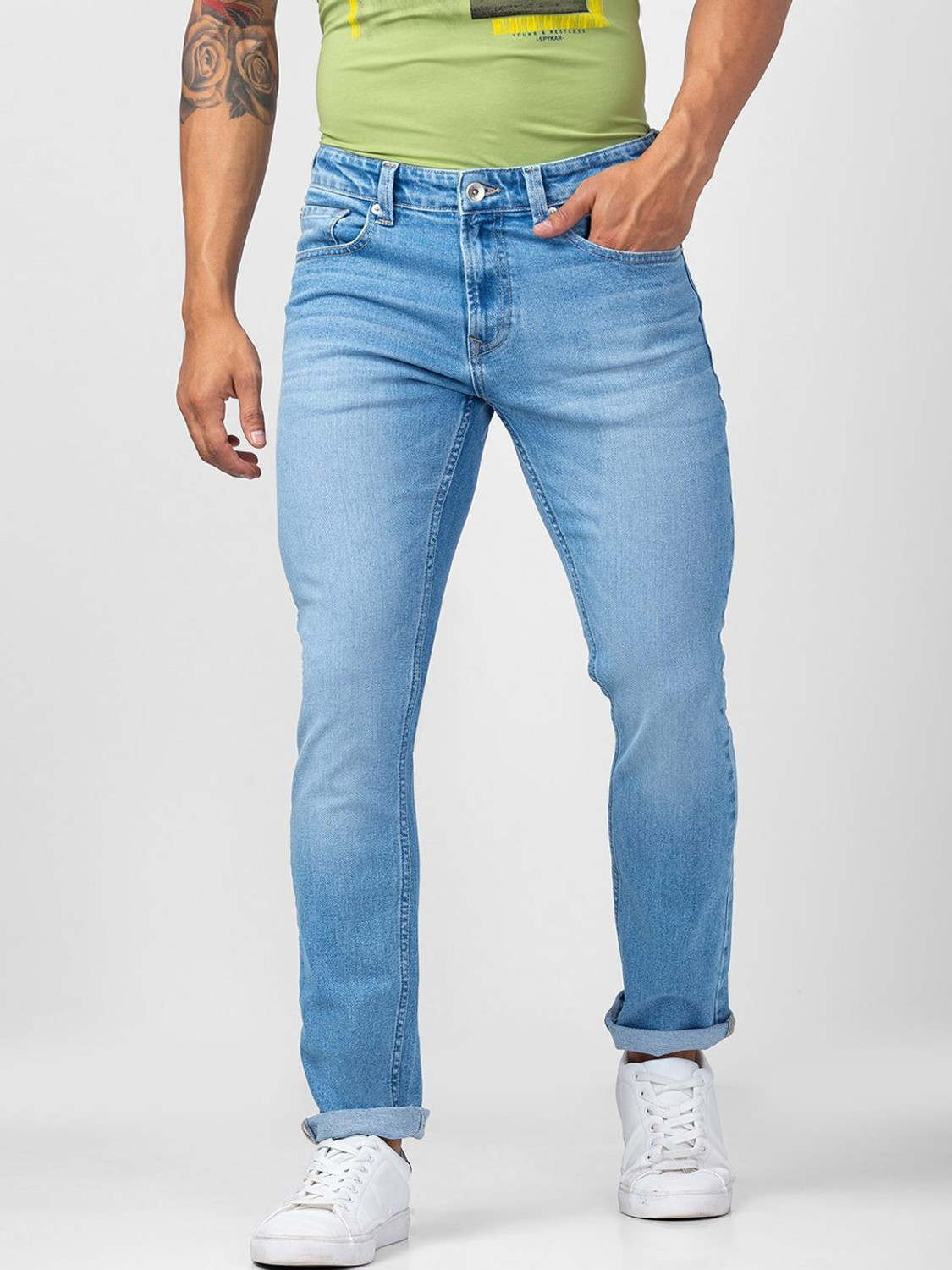 Image of Spykar Regular Men Blue Jeans