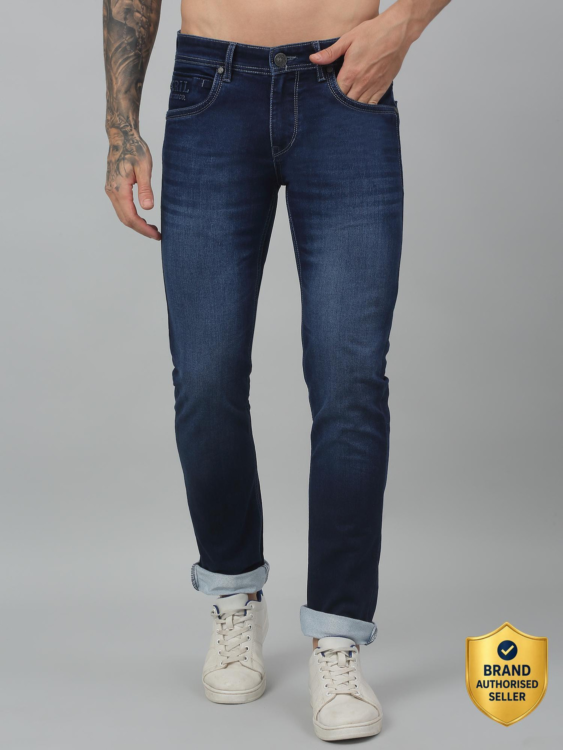 Image of CANTABIL Regular Men Dark Blue Jeans