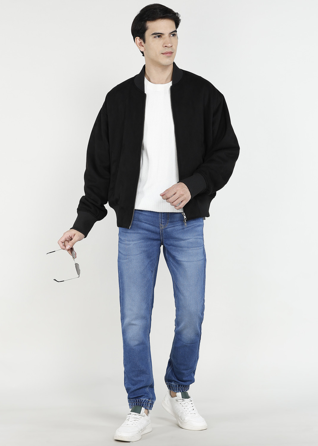 Image of Spykar Men Jogger Fit Mid Rise Blue Jeans