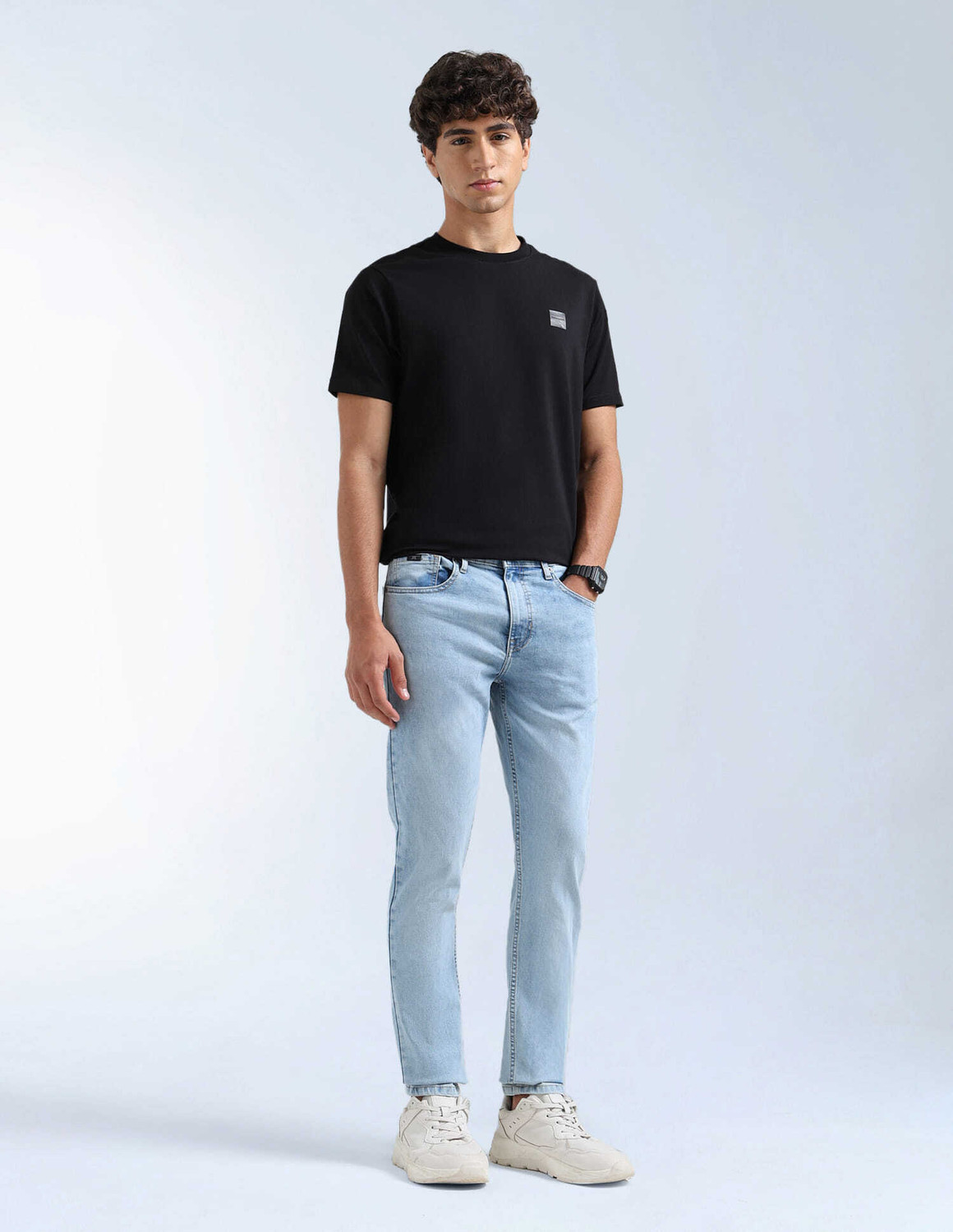 Image of FLYING MACHINE Tapered Fit Men Blue Jeans