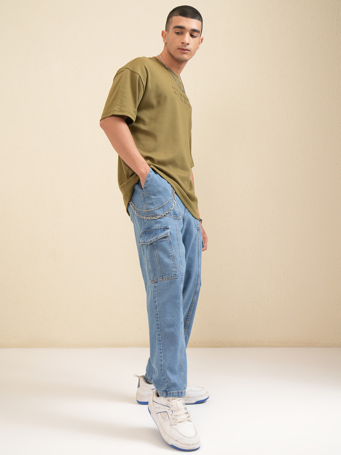 Image of HIGHLANDER Tapered Fit Men Light Blue Jeans