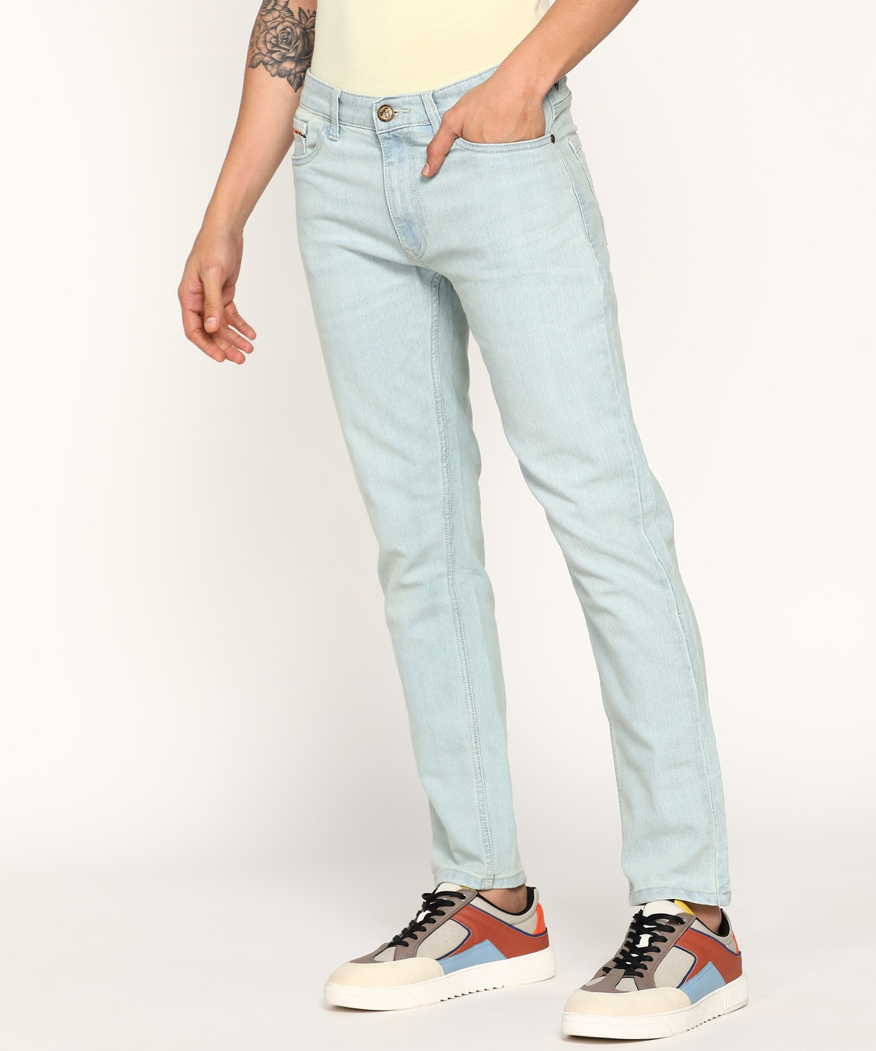 Image of The Indian Garage Co. Regular Men Light Blue Jeans