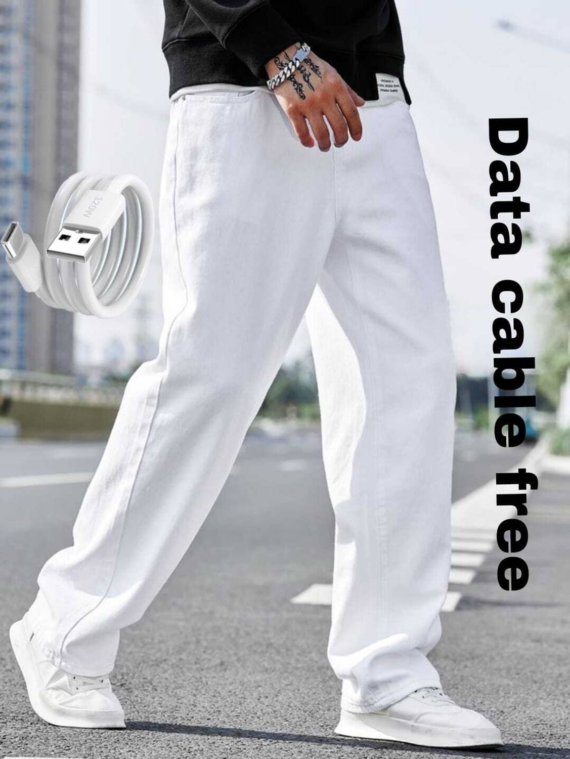 CABRRR Loose Fit Men White Jeans - Image 1