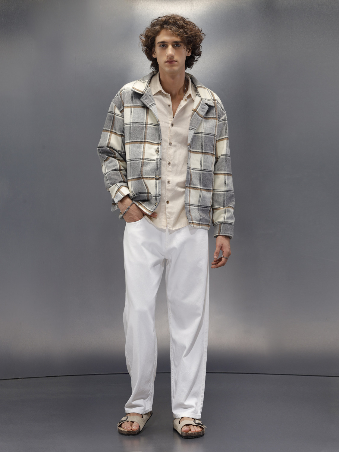 Image of WROGN Loose Fit Men White Jeans