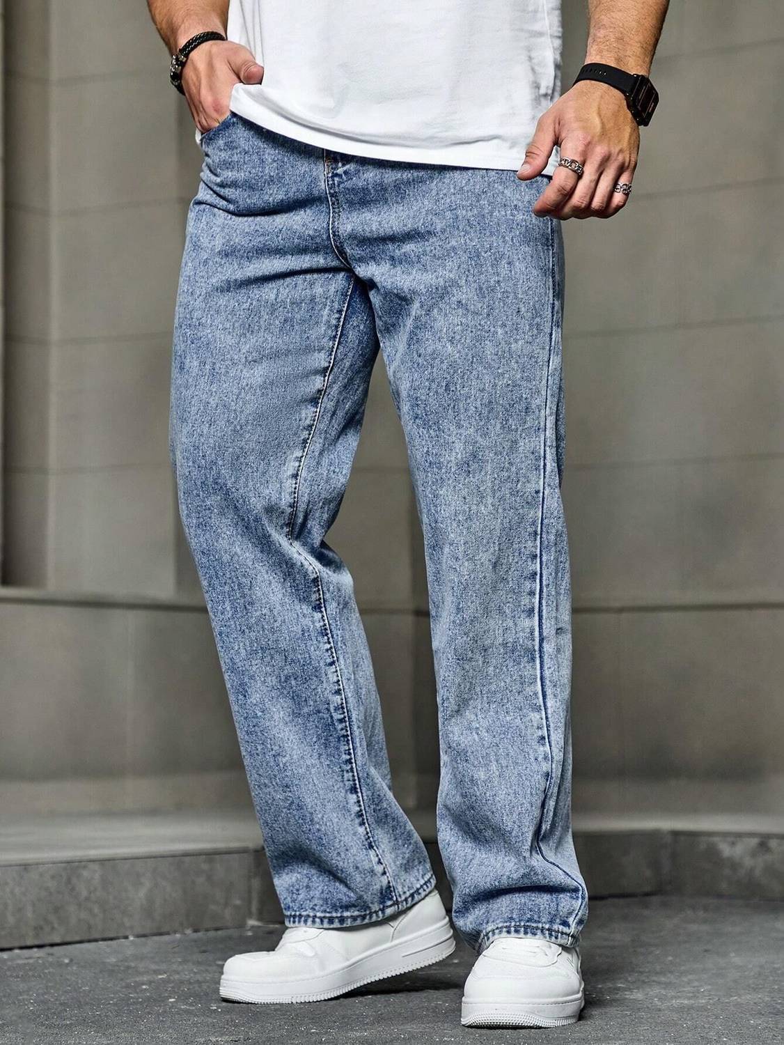 DENIM LOOK Loose Fit Men Blue Jeans - Image 4