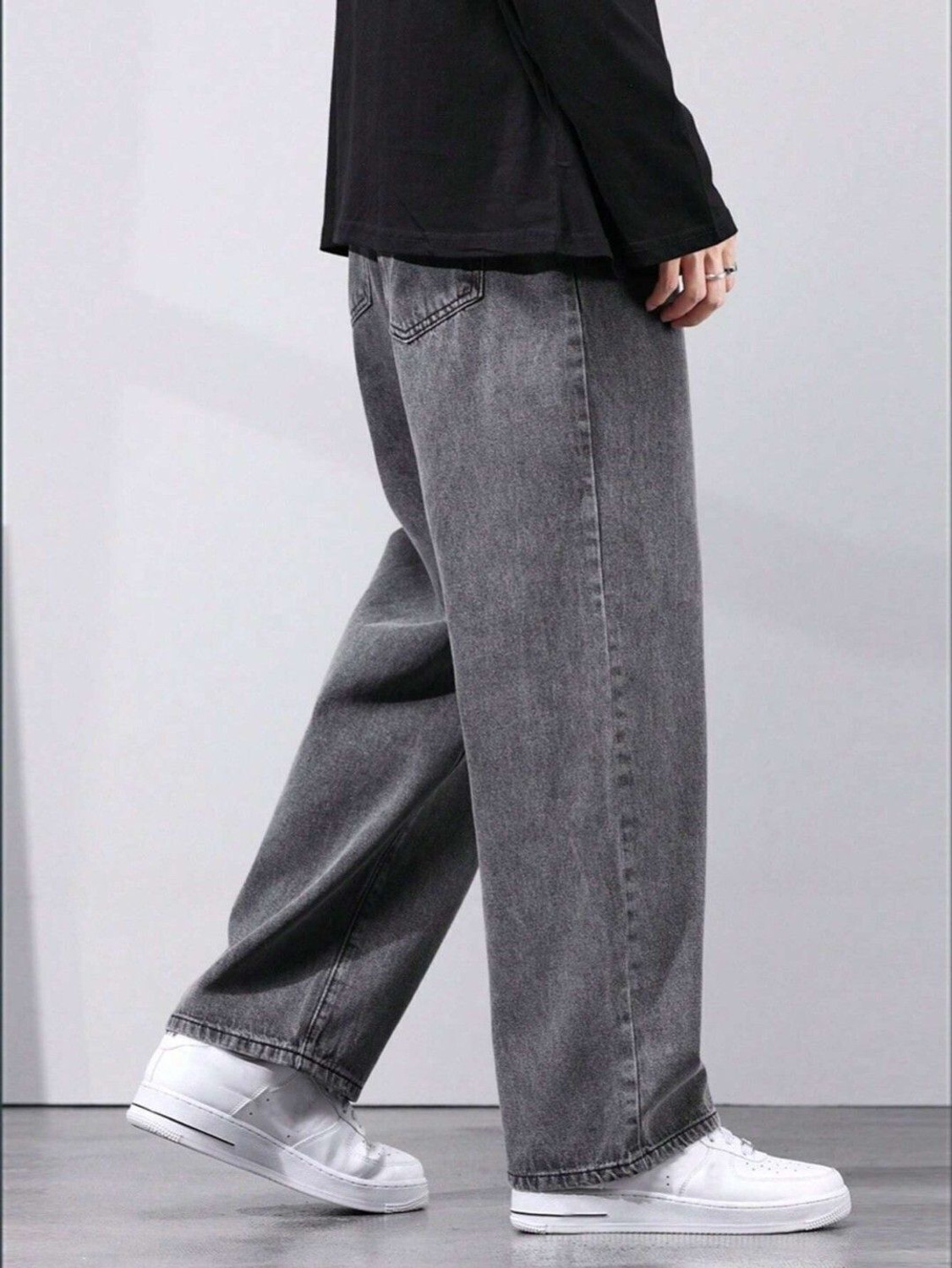 Image of UNIFAV FASHIONS Wide Leg Men Grey Jeans