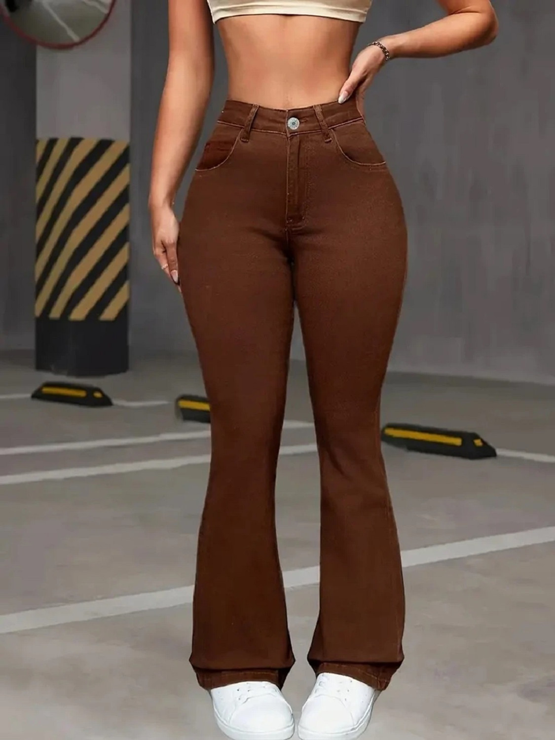Image of GLOBENAUT Flared Women Brown Jeans