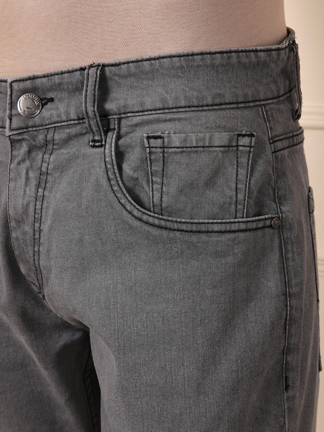 Image of WROGN Tapered Fit Men Grey Jeans